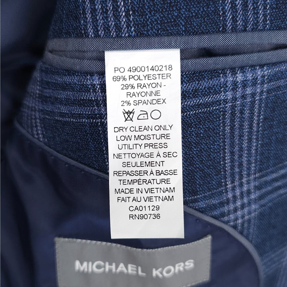 Michael Kors Mens Classic Fit Sport Coat Blazer 42L Blue Plaid Stretch NWT - Picture 13 of 13